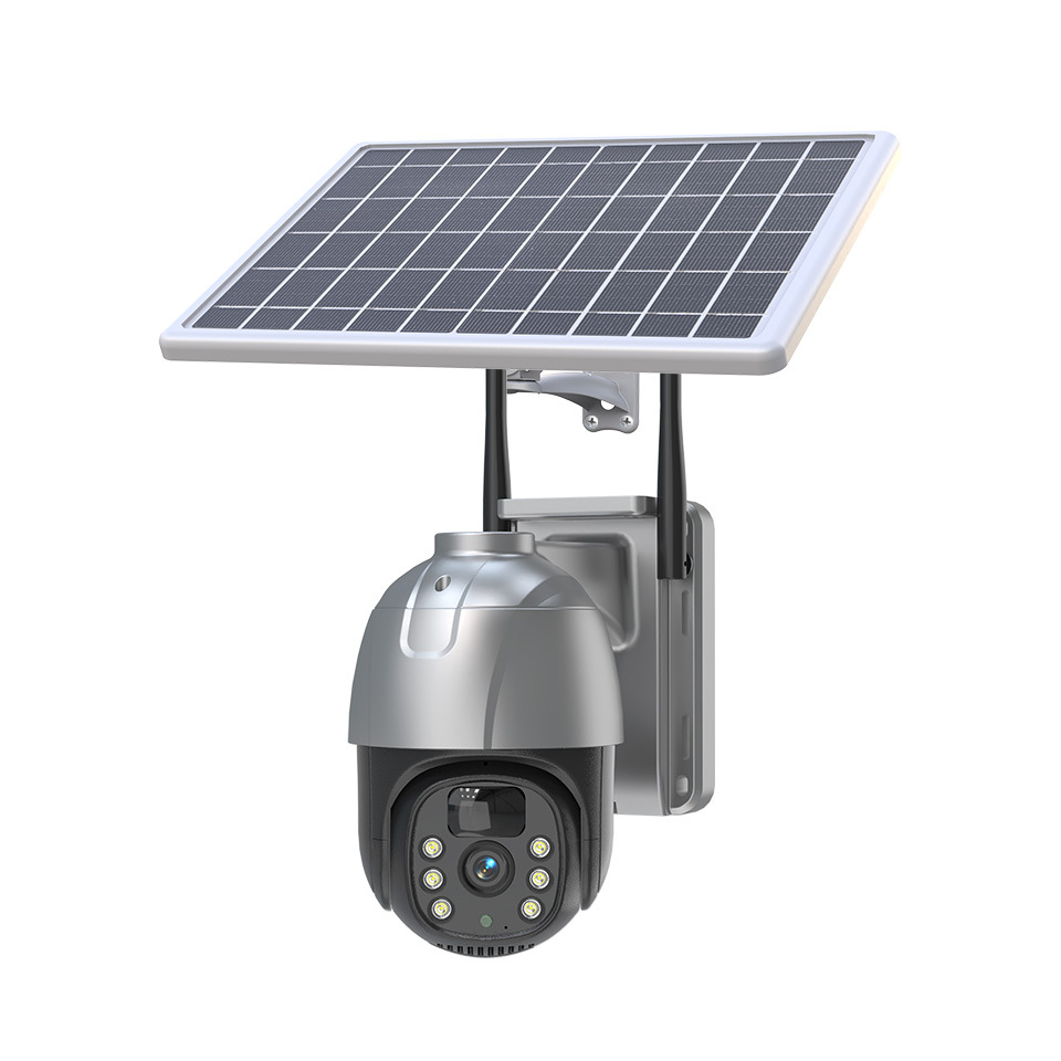 Cámara PTZ Solar de Vigilancia de Plástico ABS Gran Angular e Impermeable para Interiores y Exteriores
