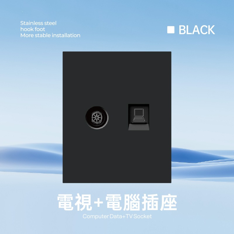 Enchufe negro europeo 16A interruptor eléctrico enchufe europeo interruptor de pared ultra delgado placa europea enchufe europeo