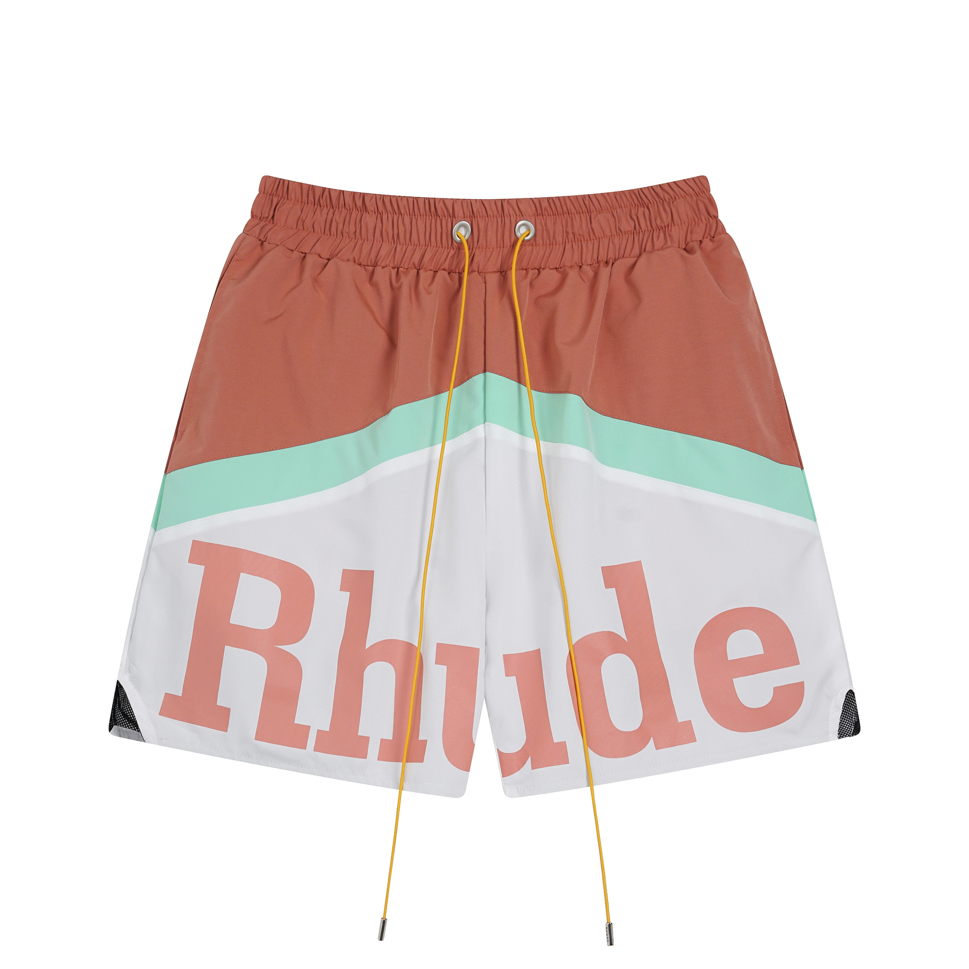 Tendencia europea y estadounidense transfronteriza rhude colección de letras 3M pantalones cortos casuales reflectantes hombres y mujeres pantalones de playa de alta calle estadounidenses