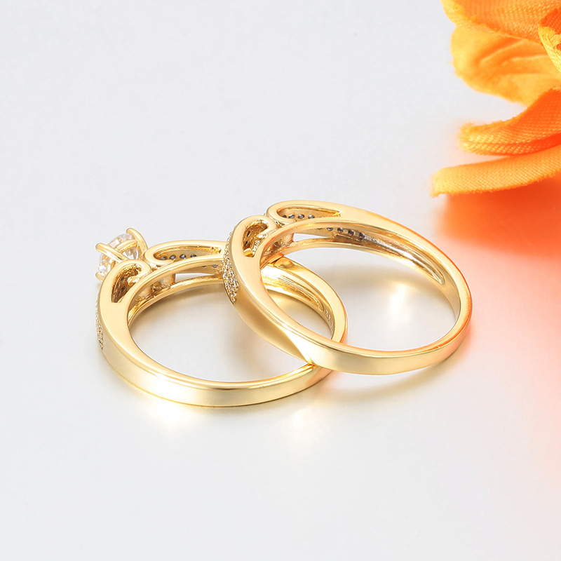 Xuping estilo simple personalidad pareja anillo de copre chapado 14k color lujoso ligero anillo de boda temperamento al por mayor