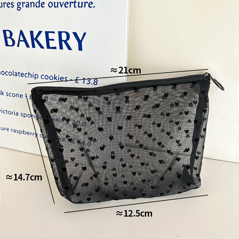 Bolsa de cosméticos de malla de amor simple japonesa bolsa de lápiz labial de cojín de aire de tamaño pequeño Portátil Bolsa de almacenamiento de artículos diversos multiusos