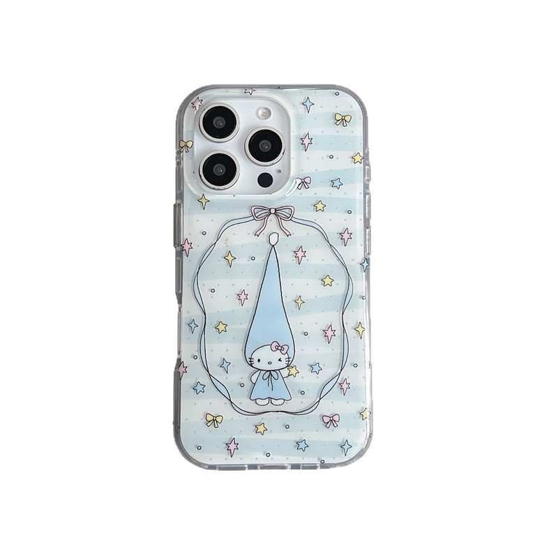 漫画カラフルなスターロングハット KT iPhone16 Apple 15ProMax/14/13 携帯電話ケースガールハートに適しています|undefined