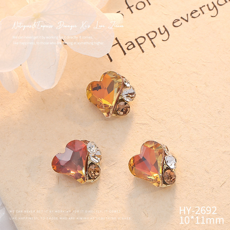 Celebridad en línea Maillard joyería de uñas de cristal pila diamante producto terminado flash torcido corazón grasa cuadrado hecho a mano perla joyería de uñas