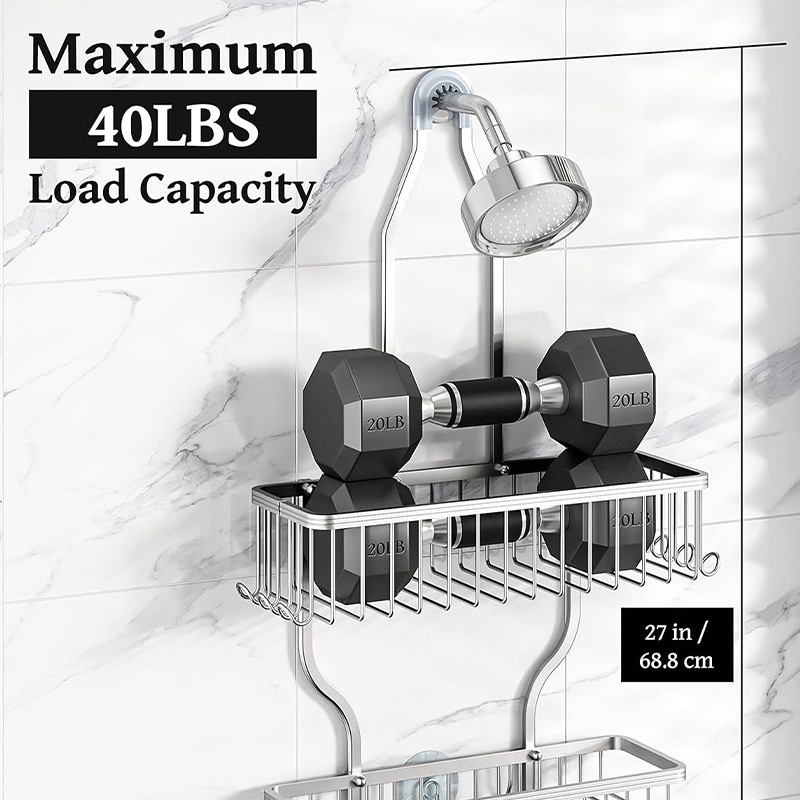 Estante de almacenamiento de suspensión de baño de aluminio espacial, champú de baño, jabón, suspensión de pared, estante de ducha colgante