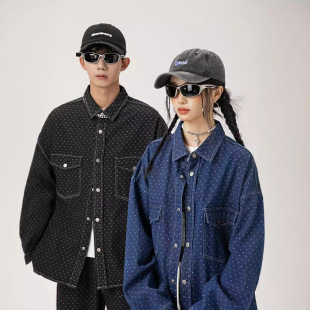 Autumn shirt, set, jeans for men and women, denim trousers, for beloved