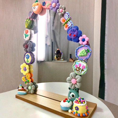 超轻粘土镜子diy材料ins风创意黏土镜子改造装饰彩泥花朵亲子活动