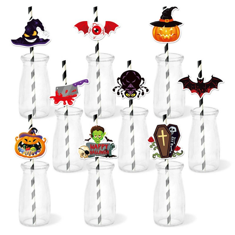 Amazon Halloween Party Decoration Straw Plug Fiesta de fantasmas bar atmósfera Disposición suministros calabaza Plug-in