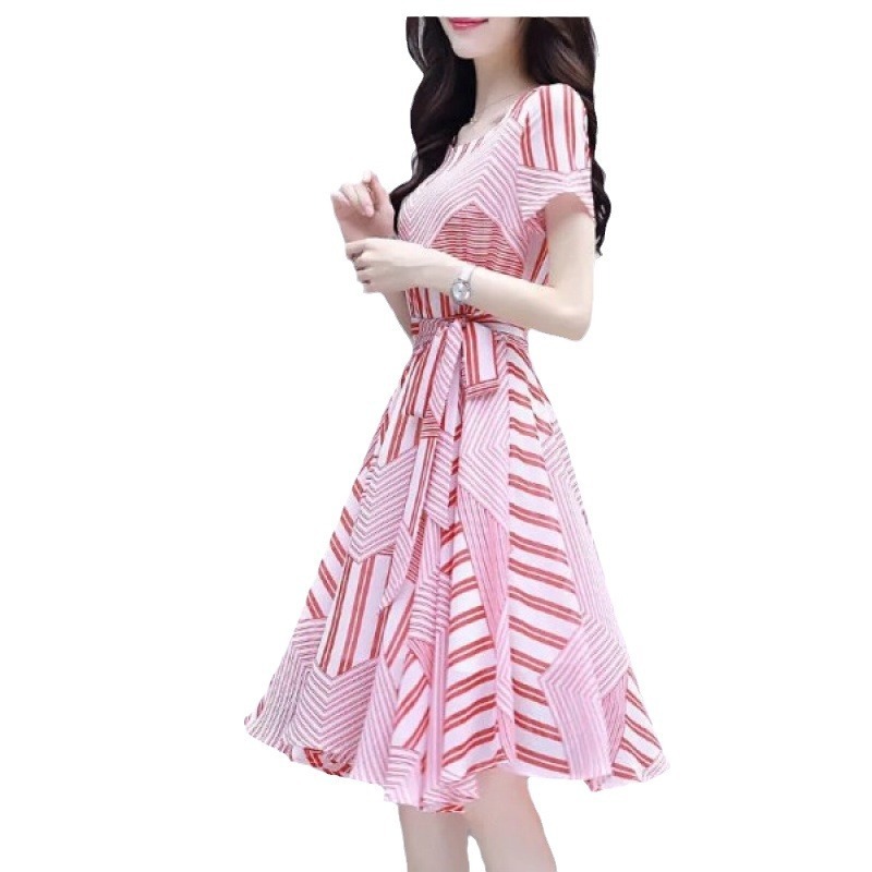 ワンピース レディース 夏 2025 新作 韓国風 夏服 レディース 着痩せ効果 フィット感 ミディアム丈 おしゃれ 気質 プリントワンピース|undefined