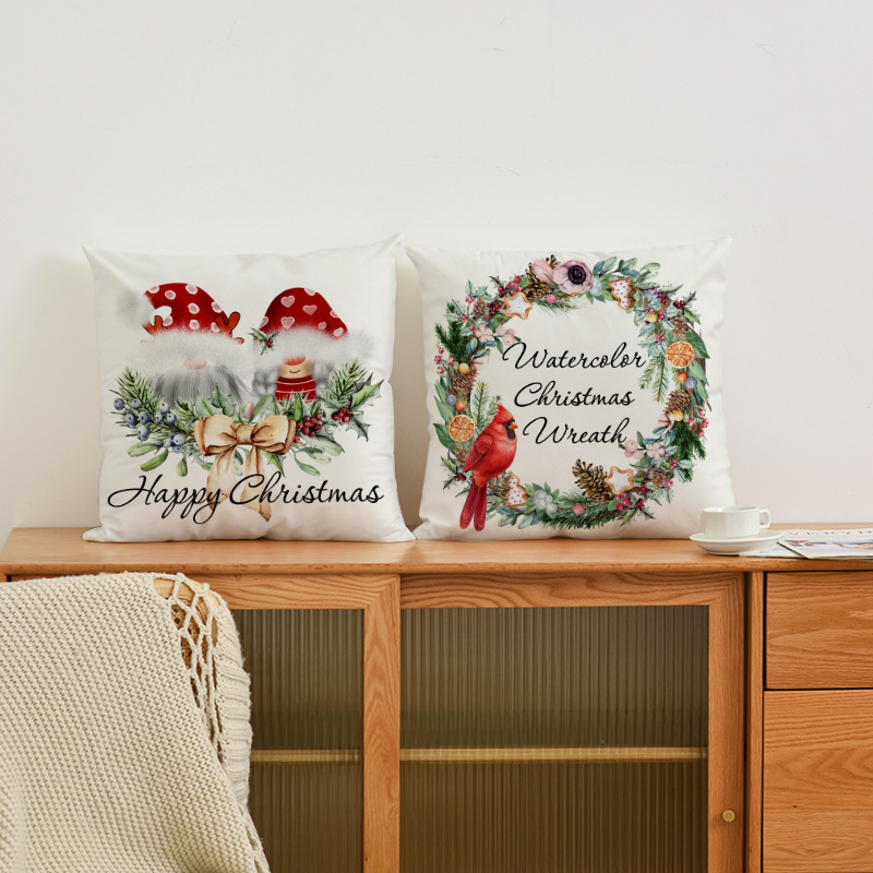 75g Weight Pillow Cases Home Textiles & Decor Type Christmas Casual Christmas Tree Santa Claus Letter Short Plush Pillow Cases Couch & Sofa Decor