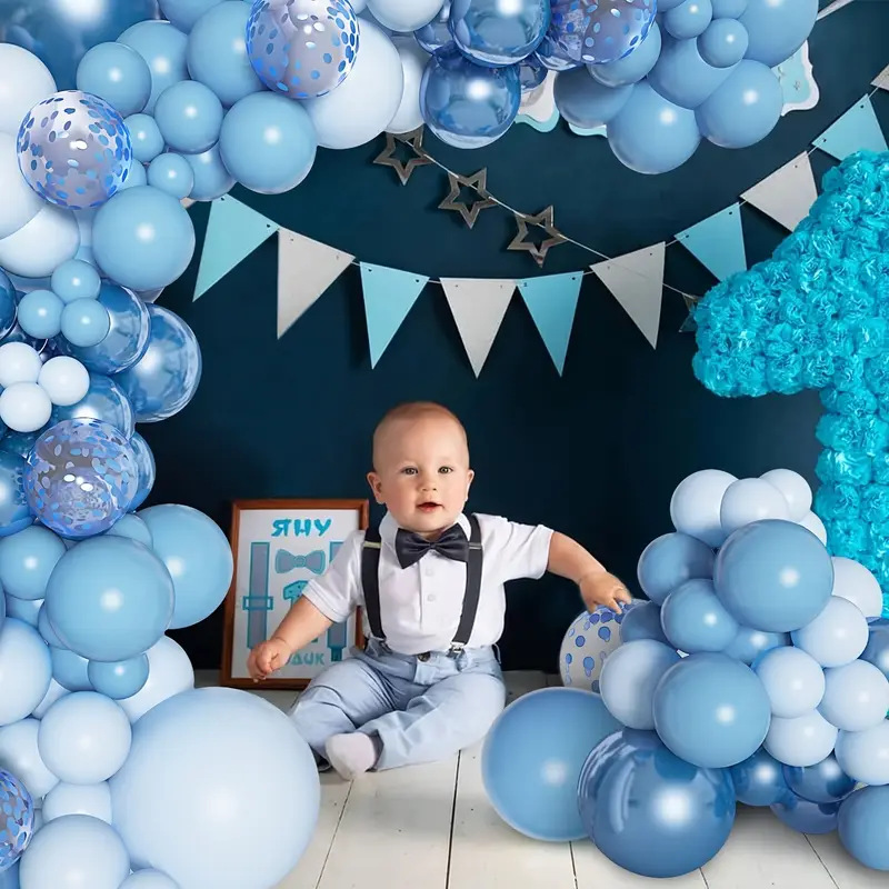 Traje de fiesta de venta caliente de Amazon transfronterizo globo azul tema de cumpleaños decoración de boda globo de látex