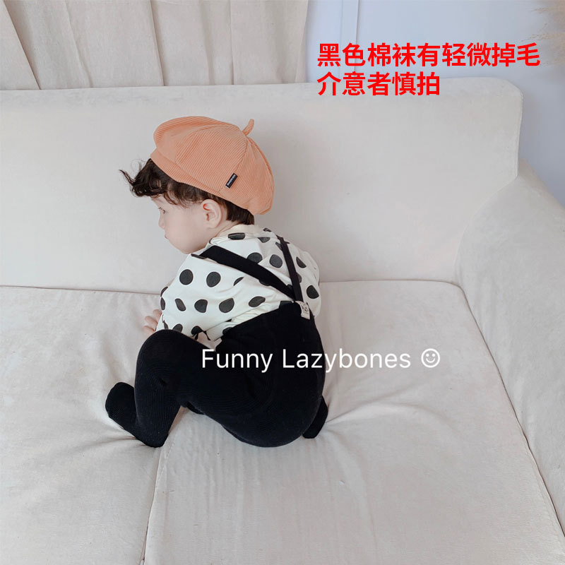 Primavera y otoño algodón cintura alta protección del vientre niños Liga polainas suspender pantimedias bebé grande PP polainas