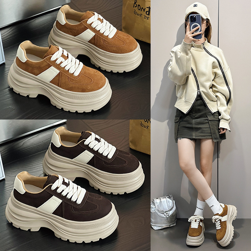2026 Spring Genuine Leather German Training Shoes for Women, Thick-Soled Height-Increasing Lightweight Soft-Soled Casual Shoes, Versatile Forrest Gump Shoes