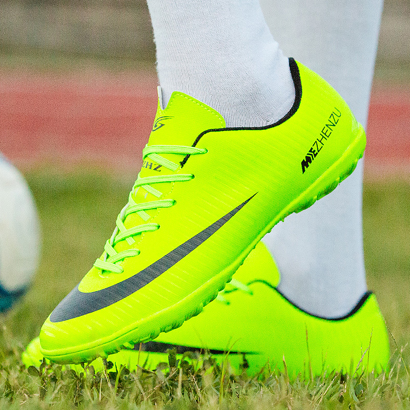 跨境低帮足球鞋男女儿童tf碎钉人造草坪AG钉皮足青少年学生训练鞋