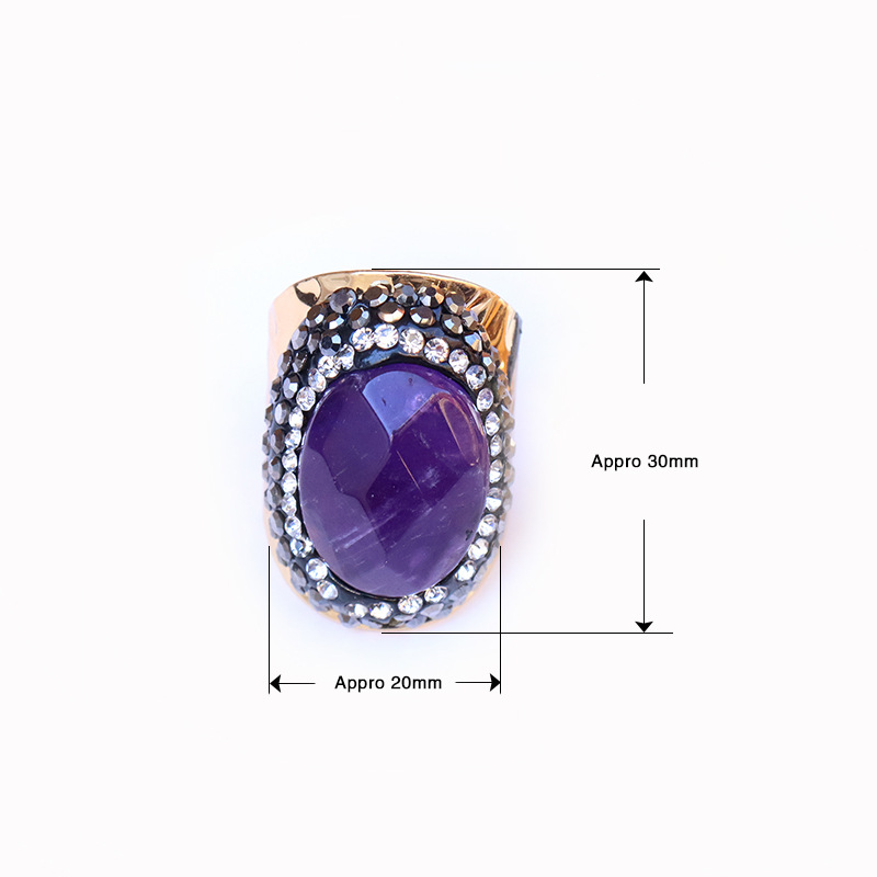 Ethnic Style Oval Natural Stone Open Ring display picture 2