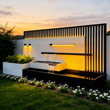 定制不锈钢流水景观墙现代风金属影壁水幕墙别墅庭院循环水屏风墙