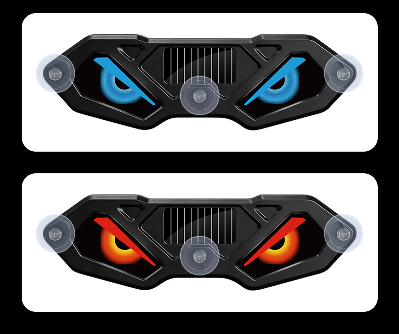 Cross-border solar-powered dynamic devil eye LED expression light warning light for trucks with suction cup eye light