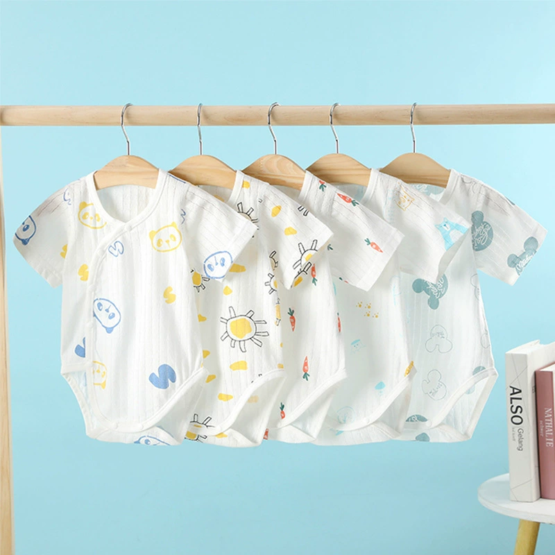 Детская одежда с запахом для пердежа Летний тонкий комбинезон из чистого хлопка с короткими рукавами Треугольный комбинезон Hassel Одежда для скалолазания Пижама Лето