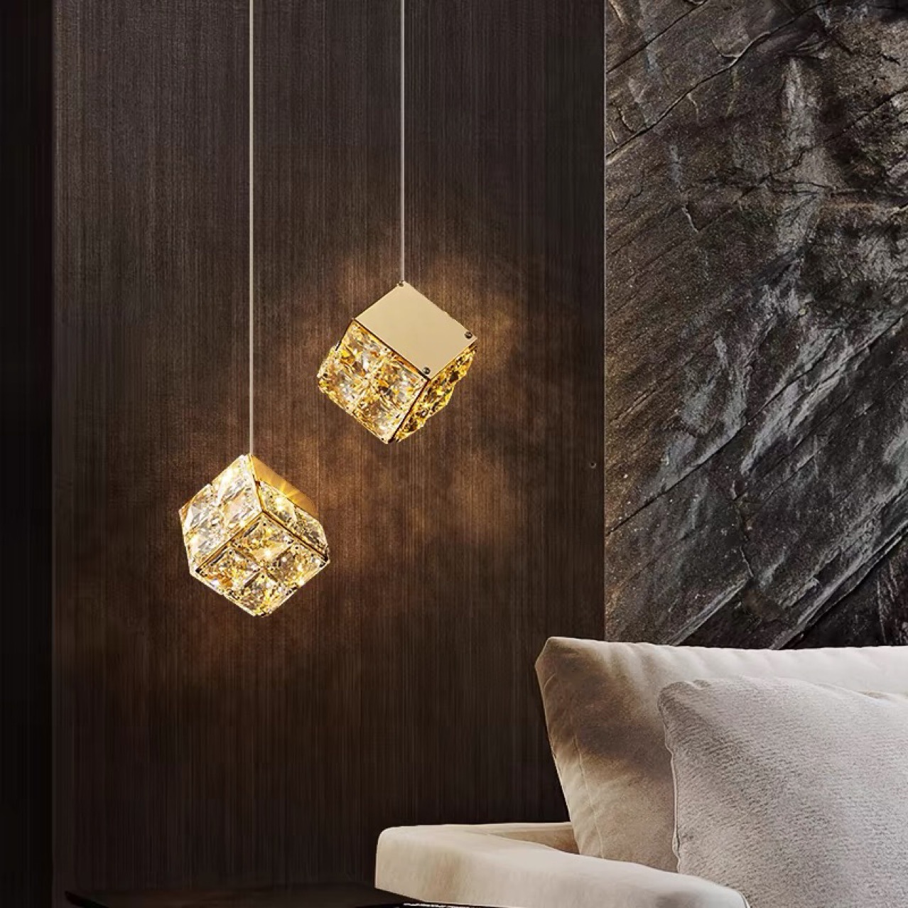 Luz lujosa cama de cristal pequeño chandelier sala de estar fondo pared de entrada portal diseñador dormitorio de hotel superior Amazon