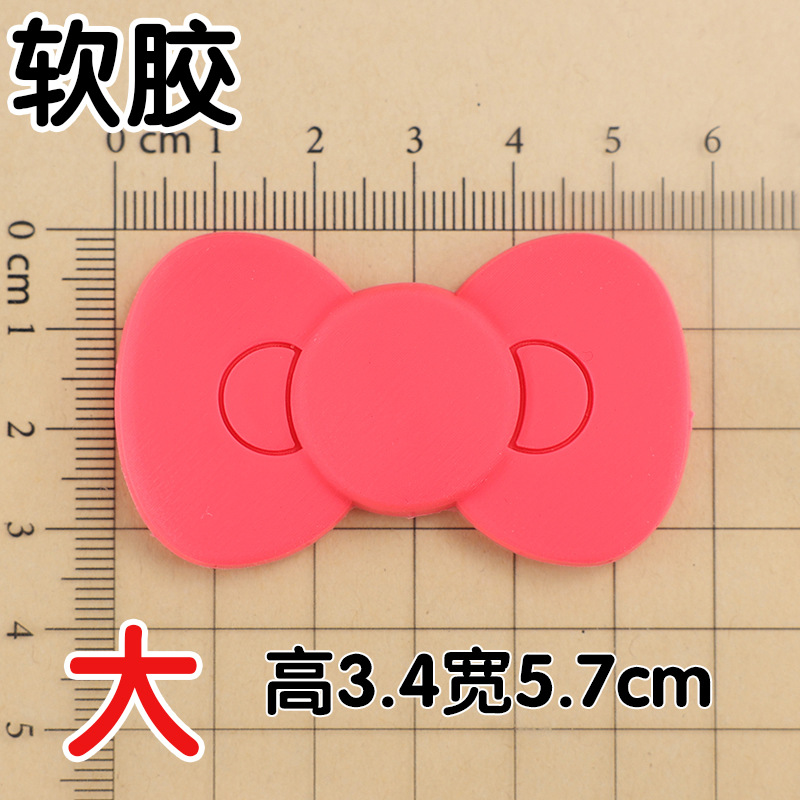 Soft glue: rose red large bow 3.4x5.7cm