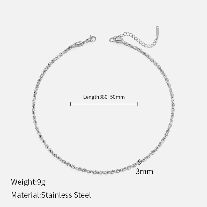 欧米ファッション新製品3mm/4mm麻花鎖ネックレス女性シンプルステンレスネックレス首鎖ジュエリー卸売り|undefined