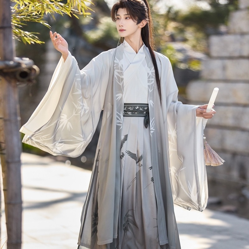 Scissors Stone Hanfu Men's Chinese Style Ancient Style Martial Arts Swordsman Plus Size Gentleman Student Suit Scholar Spring and Summer Ancient
