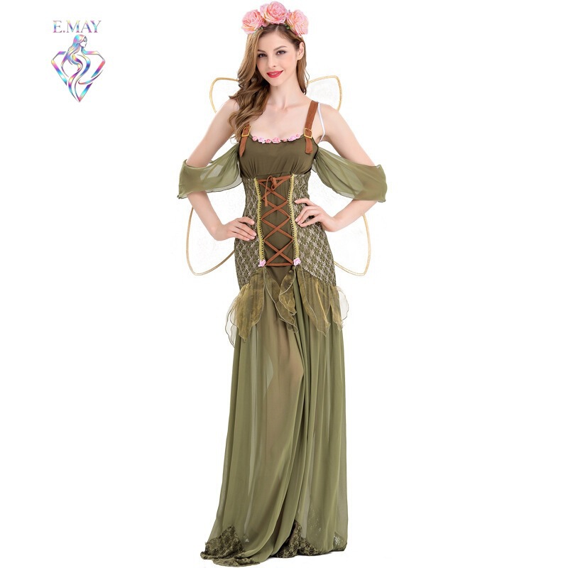 Halloween Wizard of oz Magic Fairy Princess Flower Fairy Long Dress Angel Costume Stage Elf Performance Costume Halloween Wizard of oz Magic Fairy Princess Flower Fairy Long Dress Angel Costume Stage Elf Performance Costume