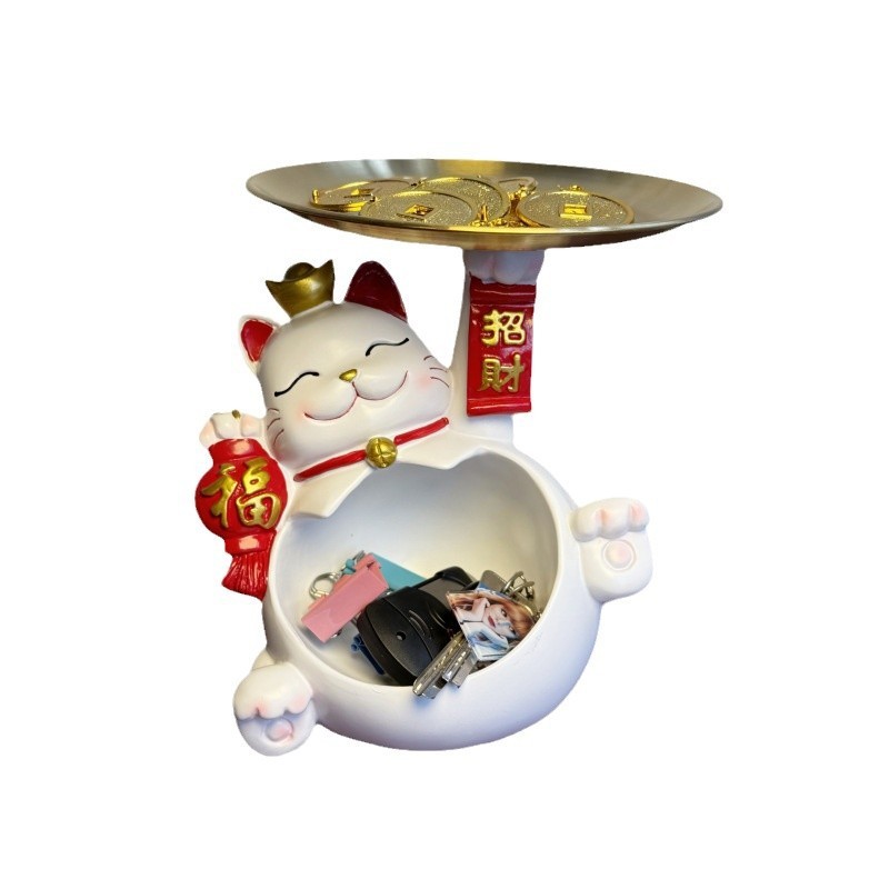 招财猫钥匙收纳玄关摆件入户门家居客厅桌面装饰品乔迁礼物|undefined