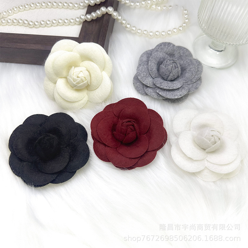 7.5韩版山茶花布艺花朵胸花鞋花头饰胸针发绳diy饰品配件辅料批发