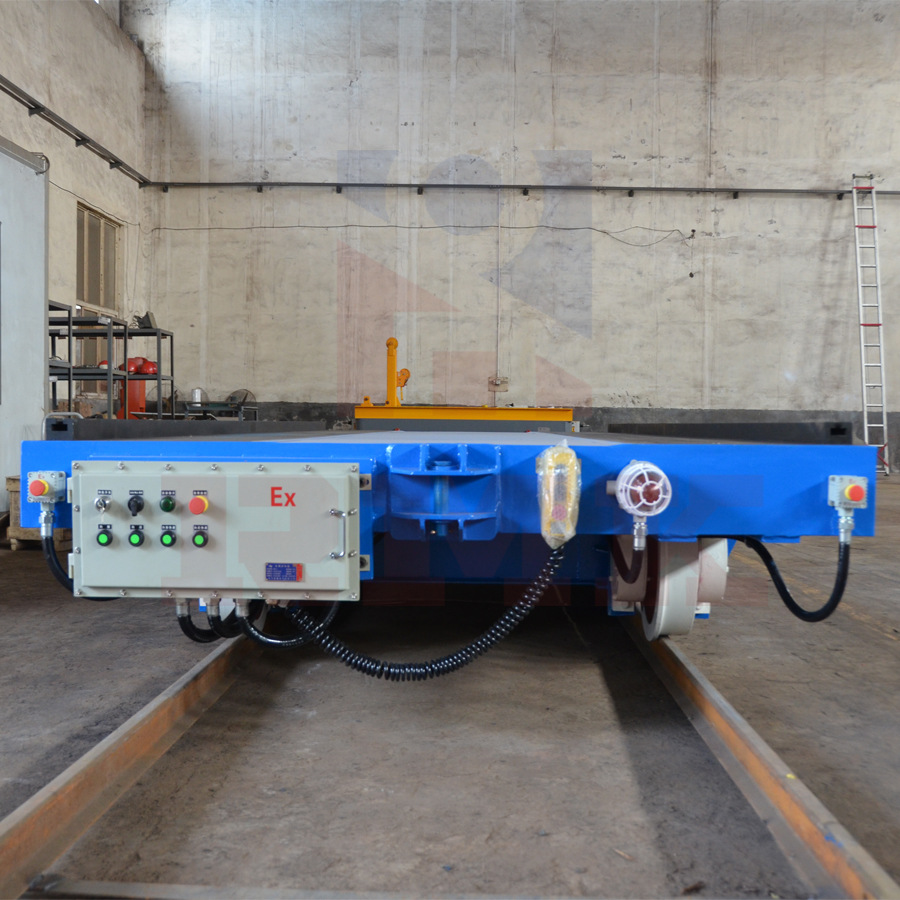 睿迈科轨道铸钢轮电动平板车机床设备地轨转运车双驱动轨道地平车