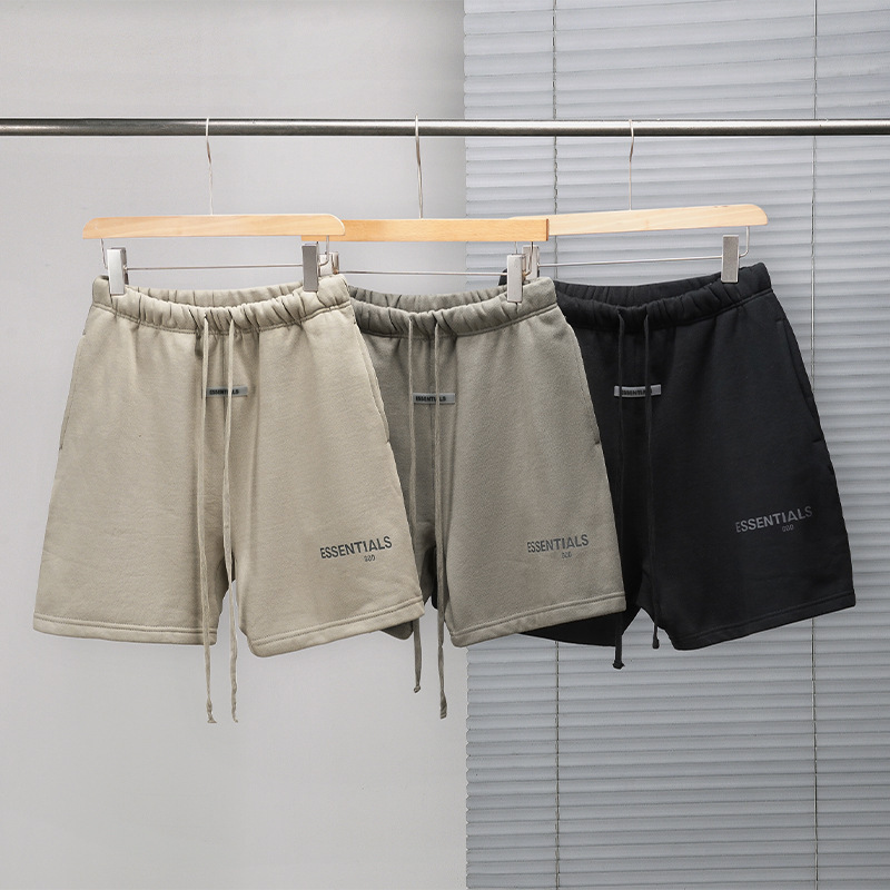 Cross-Border Version of Essentials Season 7 Fog Drawstring Reflective Letter High Street Loose Casual Shorts