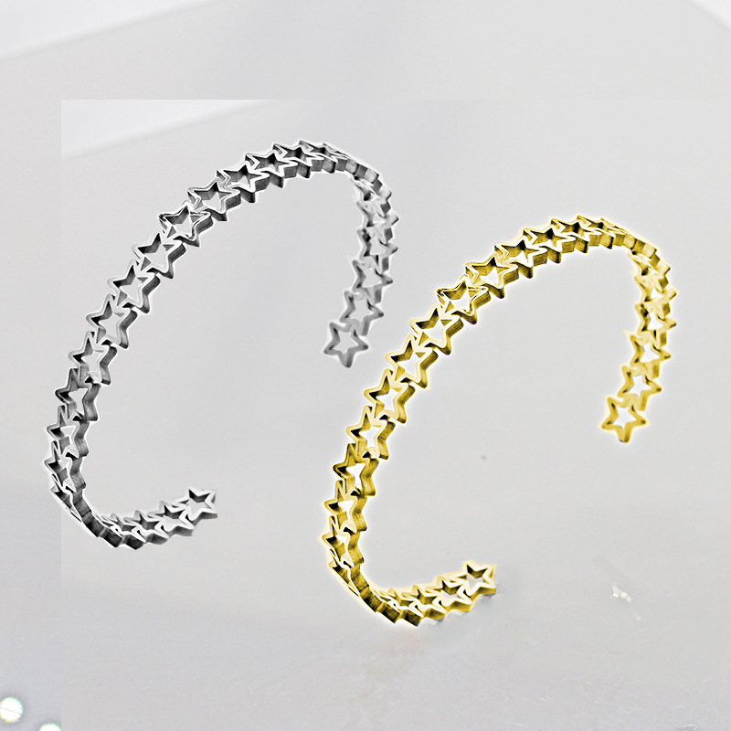 Retro Star Stainless Steel Plating Bangle 1 Piece