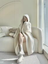 韩版泰迪熊连帽加棉加厚长款外套水貂2024秋冬季皮草拉德毛毛大衣