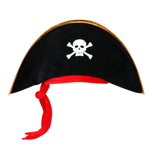 Halloween Pirate Hat, Caribbean Pirate Costume Accessory, Adult and Children's Hat, Red Ribbon Tied Morgan's Captain Hat