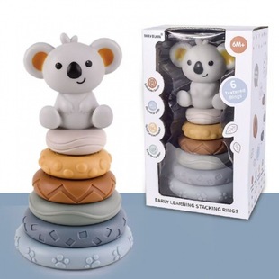 Cross-border Amazon Baby Baby Cognitive Soft Glue Rainbow Circle Stacking Kneading Children's Toys Montessori Square