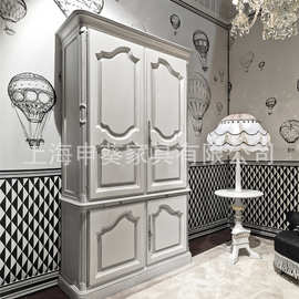 美式乡村现代简约轻奢实木雕花储物收纳衣柜家用大户型别墅样板房