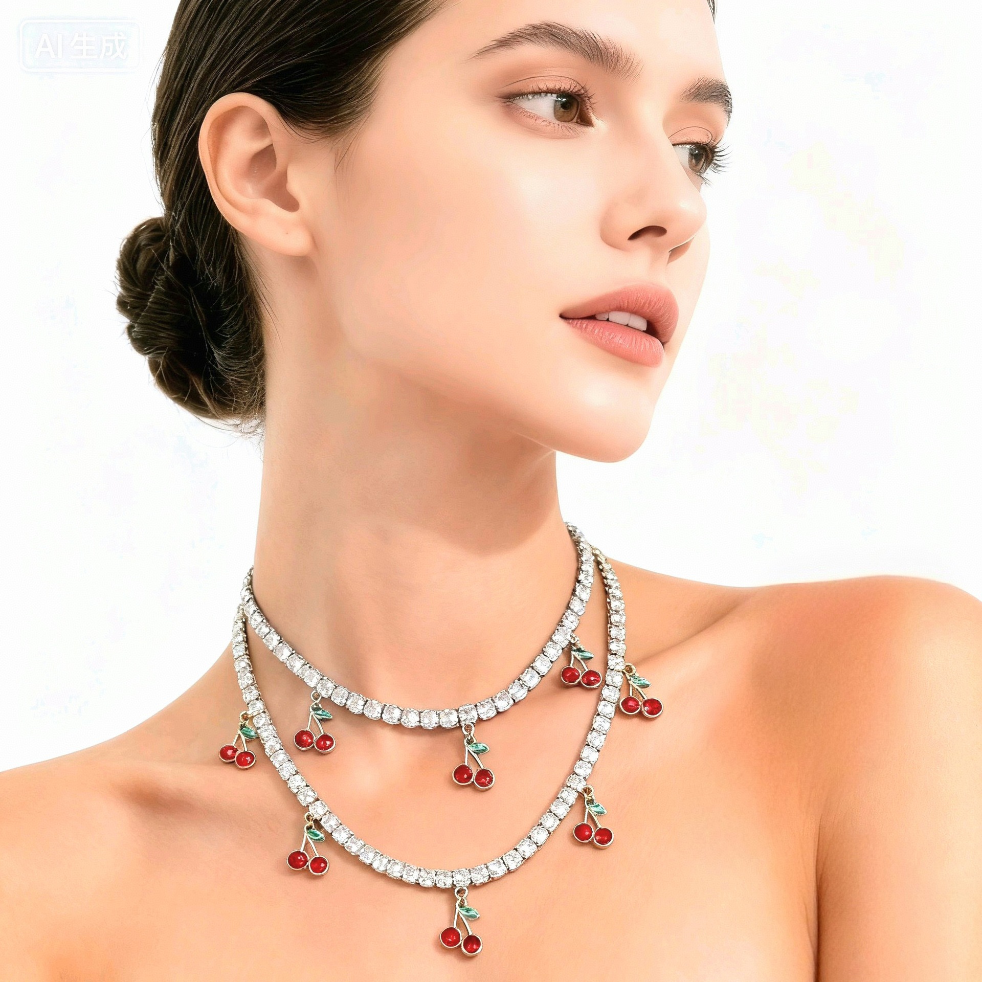 Moda nuevo collar de cereza delicado colgante de diamante de diamante universal collar de diamante flash fábrica de venta directa inswind image 3