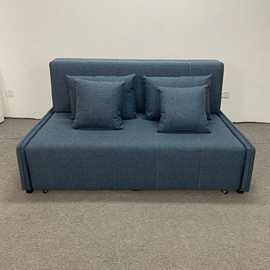 现代简约灰色棉麻小户型客厅卧室可储物可折叠导轨式多功能沙发床