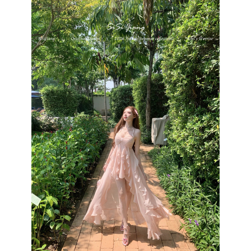 French-Style Fashionable Ruffled Pleated Dress for Women, 2026 Summer New Design with a Youthful Touch, Niche Dress French-Style Fashionable Ruffled Pleated Dress for Women, 2026 Summer New Design with a Youthful Touch, Niche Dress