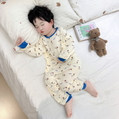 男の子の連体パジャマ夏2025新型の薄いモデルのモーダルのエアコン服の赤ちゃんが風邪をひくのを防ぐ赤ちゃんの寝袋