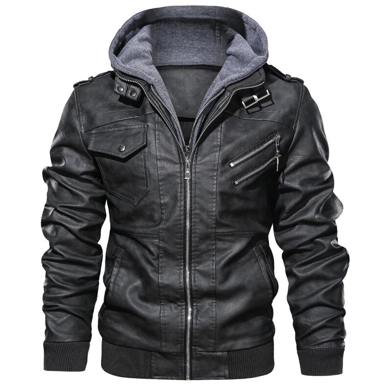 Amazon European size 2023 fashion motorcycle leather jacket men's zipper PU jacket autumn men's leather jacket coat