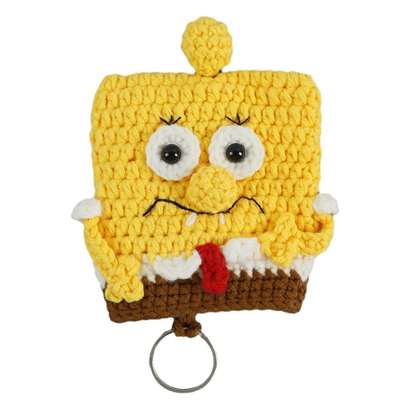 Cartoon creative hand-woven Paida star key case sponge baby wool crocheted key protective case finished product