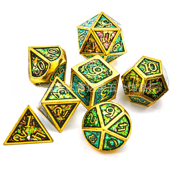 Source manufacturers metal dice set glitter pink czaro table game multi-sided dice DND run group sieve