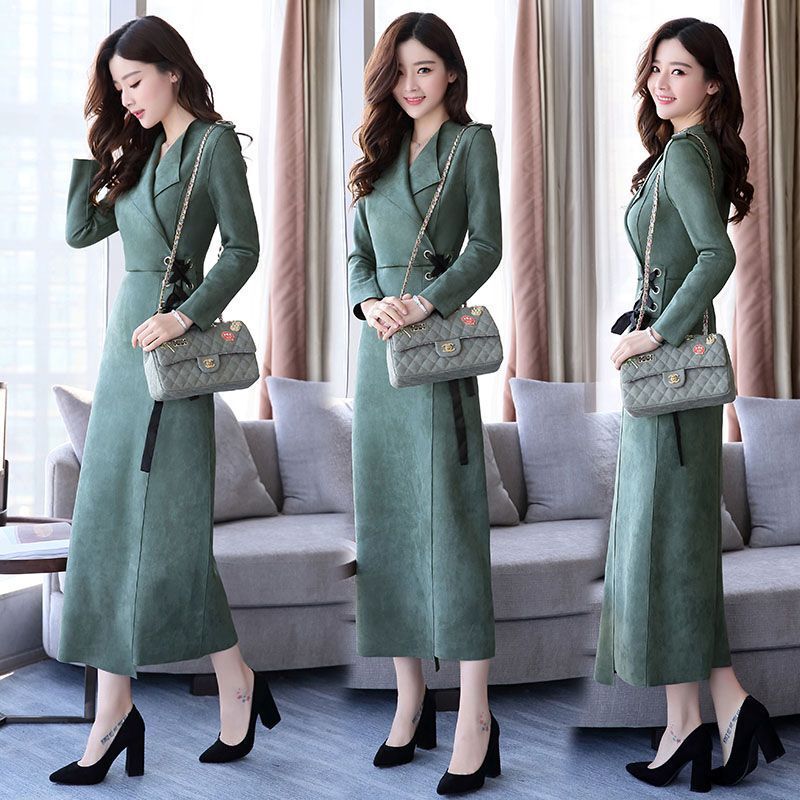European suit collar dress women's early autumn elegant new Korean style women's long sleeve mid-length waist bottoming dress European suit collar dress women's early autumn elegant new Korean style women's long sleeve mid-length waist bottoming dress