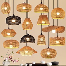 中古风麻绳吊灯复古餐厅禅意茶室民宿日式客厅卧室床头跨境草帽灯