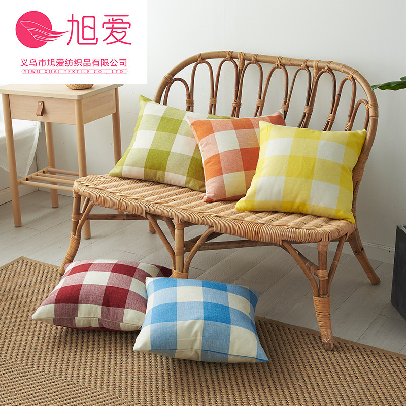 Linen Plaid Cushion Cover Sofa Car Universal Square Pillowcase Multi-size Classic Home Decoration Fabric