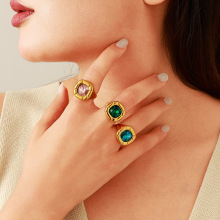 颖钛不锈钢钛钢大钻石戒指欧美ins时尚精抛真空镀18k金不掉色女