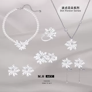 白色波点花朵耳环女原创设计夏季新款时尚气质精致个性耳饰品定制