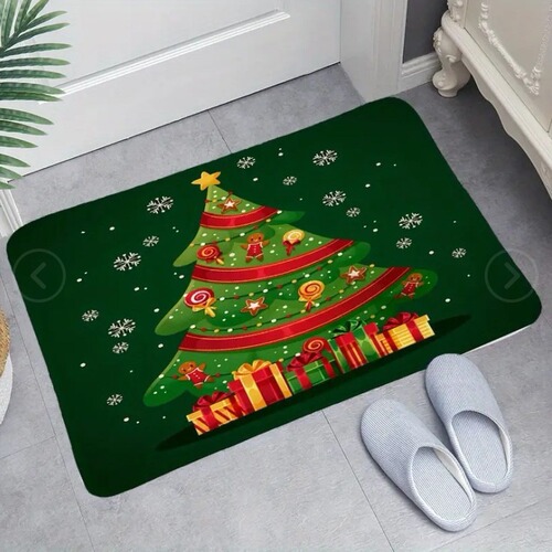 Hot-selling Santa Claus floor mats, absorbent and non-slip crystal velvet floor mats, doormats
