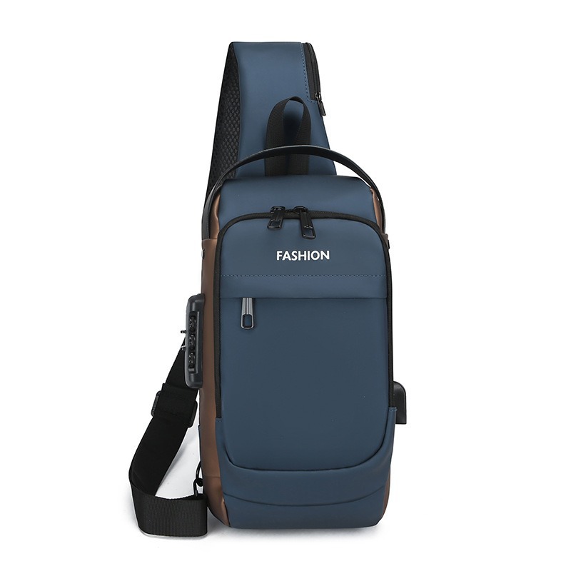 Nuevo bolso de pecho USB para hombres, bolso de hombro de mano de lujo ligero y versátil, bolso de hombro multifuncional, bloqueo de contraseña, bolso anti-robo