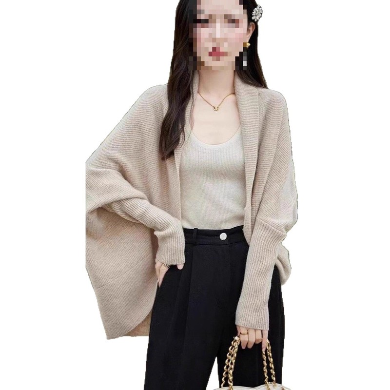 设计感2025新款开衫女茧型针织披肩宽松外搭蝙蝠袖斗篷毛衣外套潮|undefined